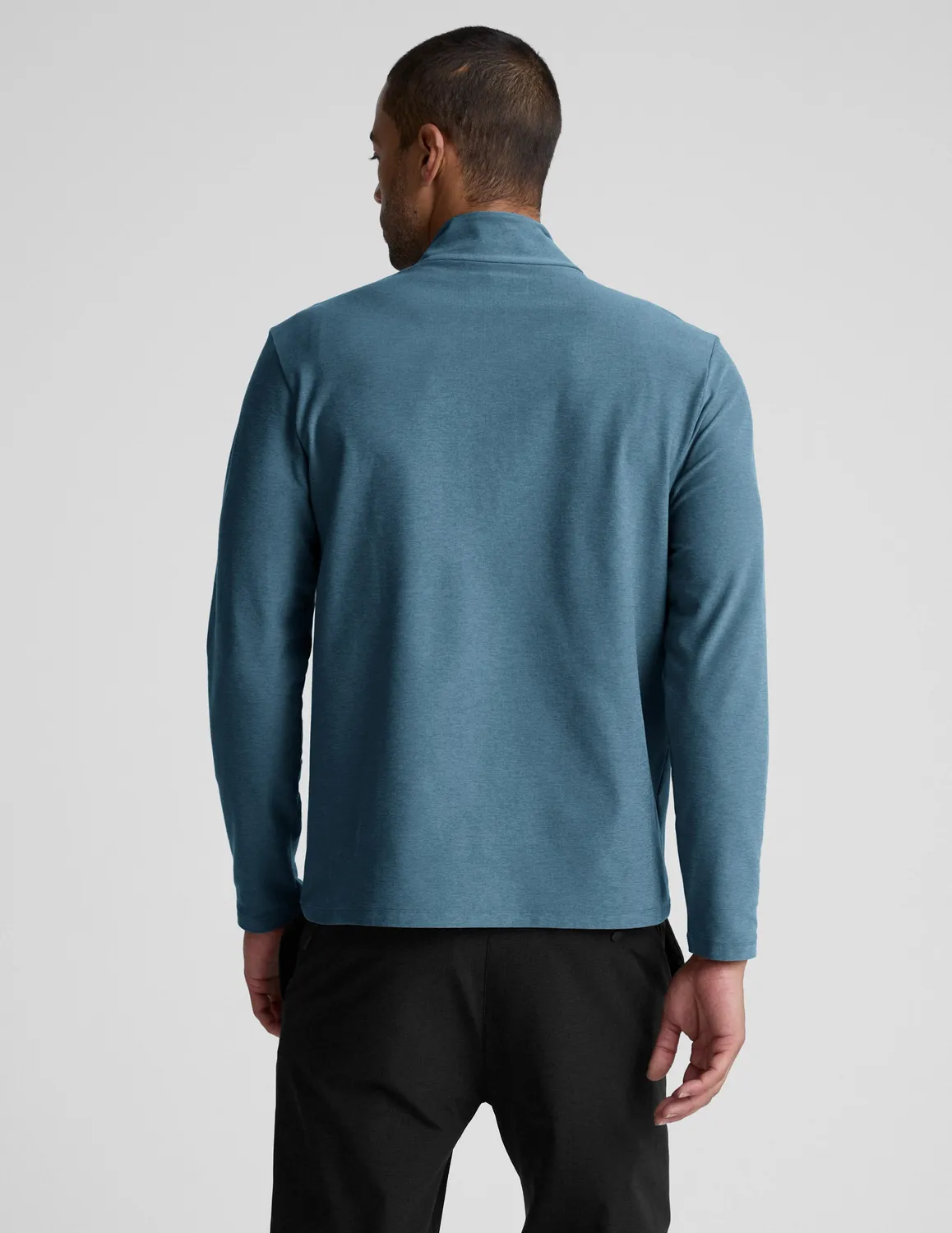 Beyond Yoga Spacedye Terrain Quarter Zip tröja Vintage Denim Blue Heather