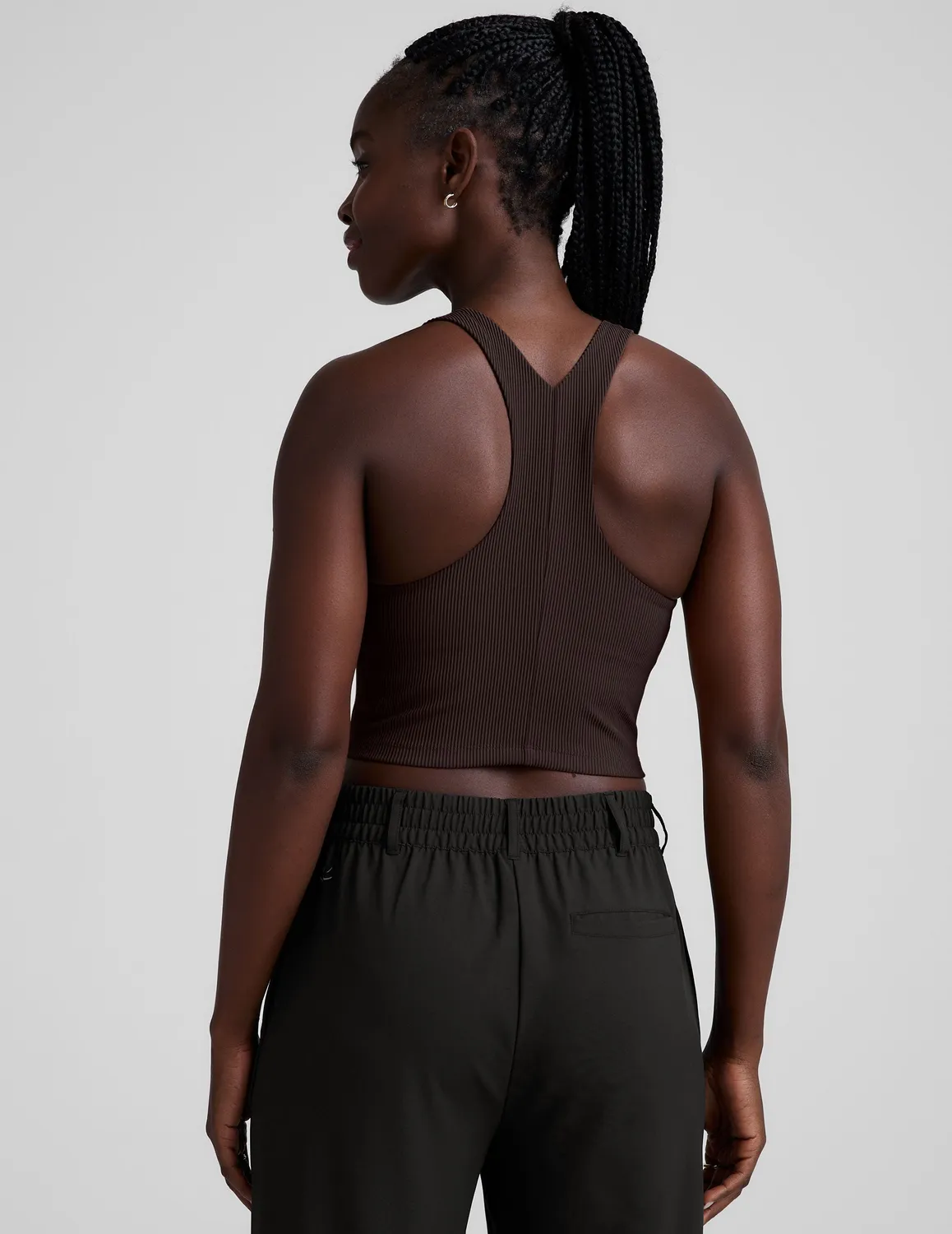 Beyond Yoga Refocus Ribbed Cropped Tank top Dark Chocolate med bh