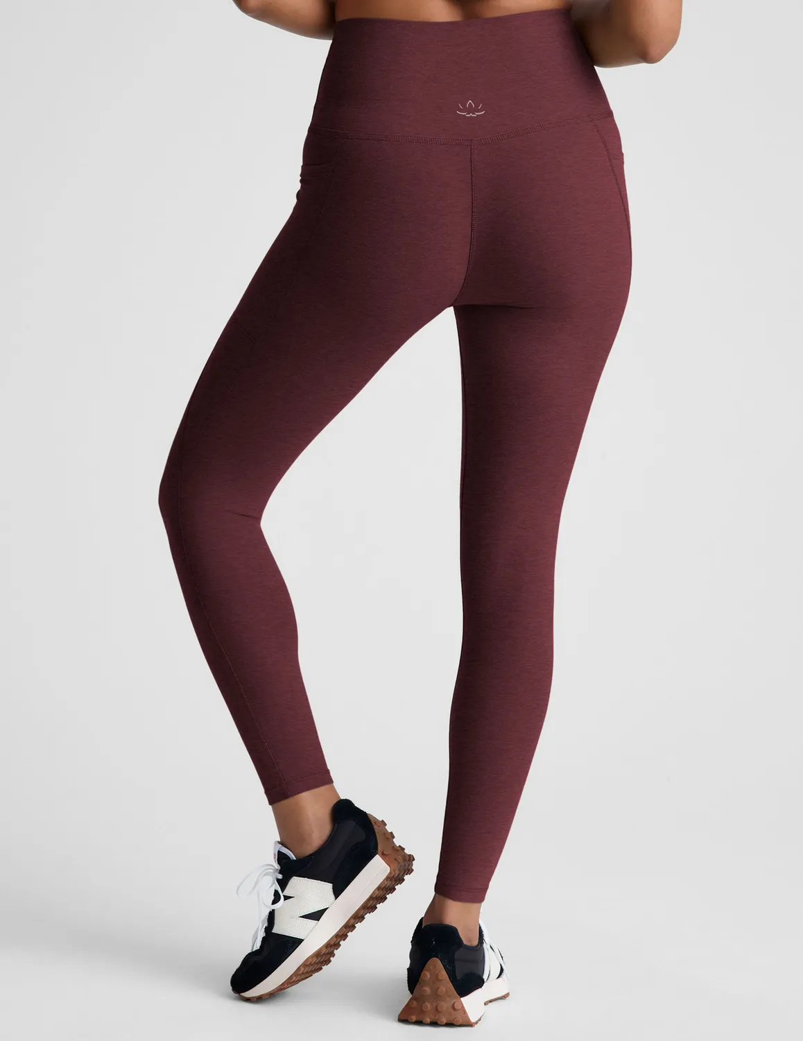 Beyond Yoga Spacedye Out Of Pocket High Waisted Midi Legging Midnight Burgundy Heather