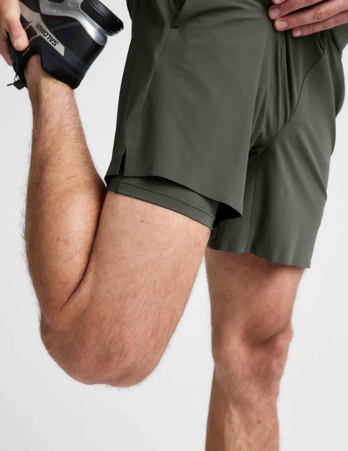 Beyond Yoga WarpLite Range Lined Short 6" shorts Slate Green