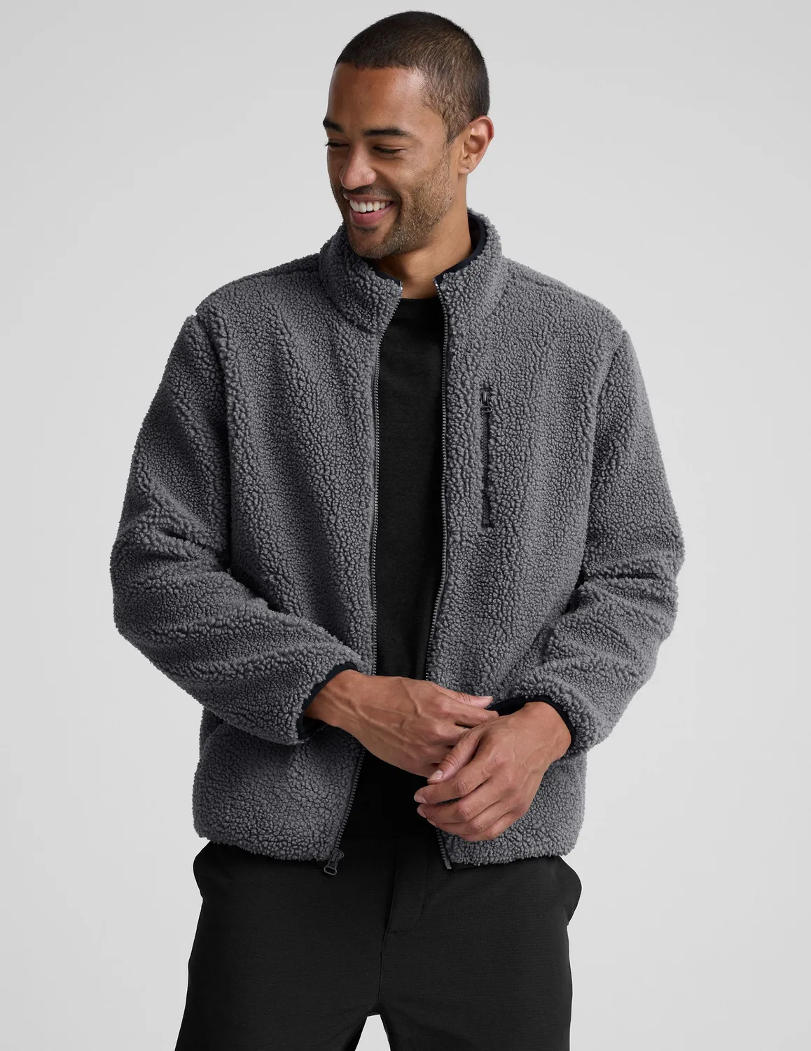 Beyond Yoga Boucle Fleece zipjacka Shadow Gray varm