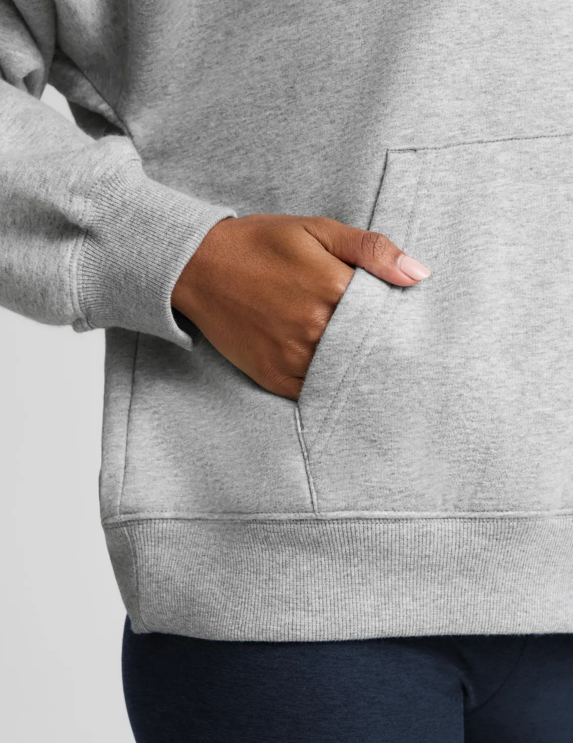 Beyond Yoga LuxeFleece 2.0 Hoodie hoodtröja Heather Gray bomull
