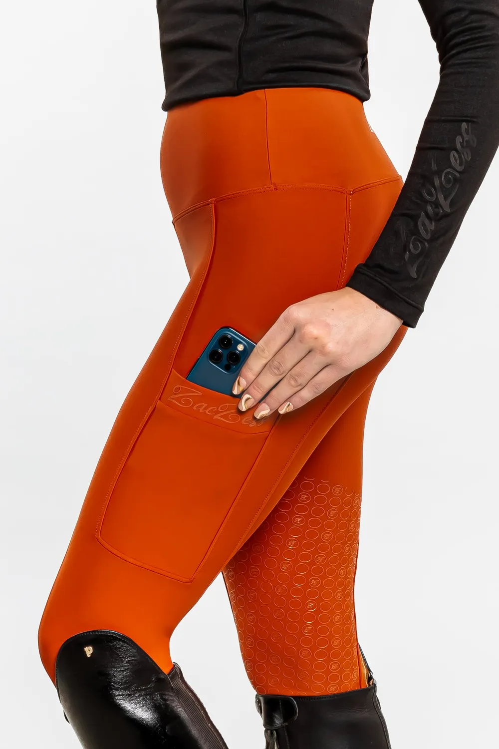 ZacZess Ohio ridleggings rostorange mobilfickor