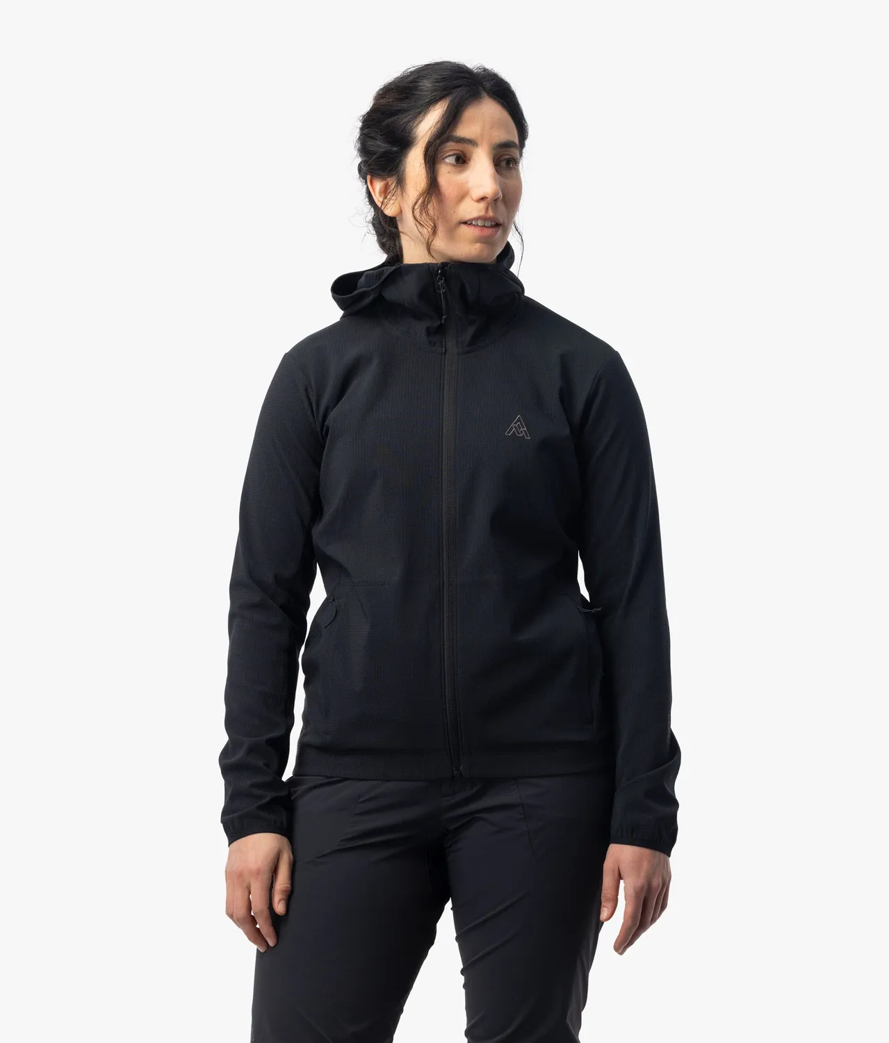 7MESH Spruce hoody dam svart luvtröja