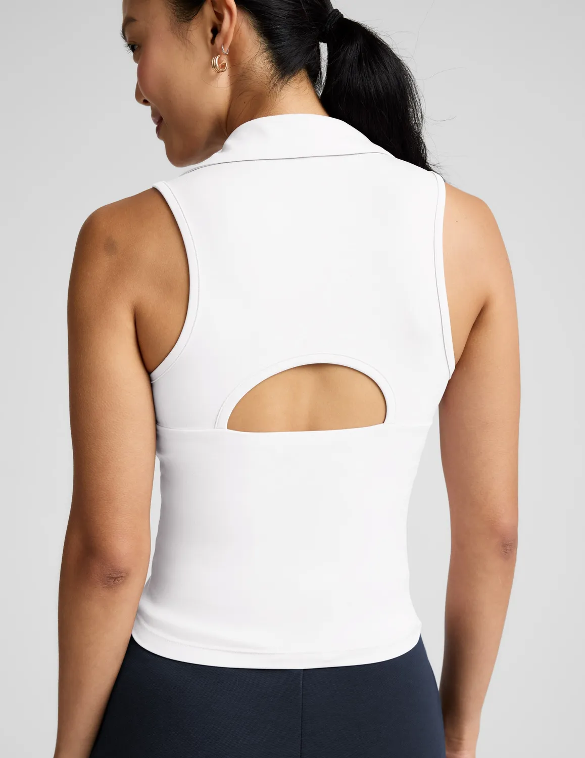Beyond Yoga Sport Active Polo Tank linne White inbyggd BH