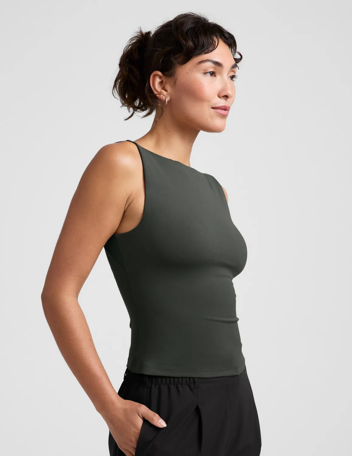 Beyond Yoga Eclipse Open Back Tank linne Slate Green öppen rygg