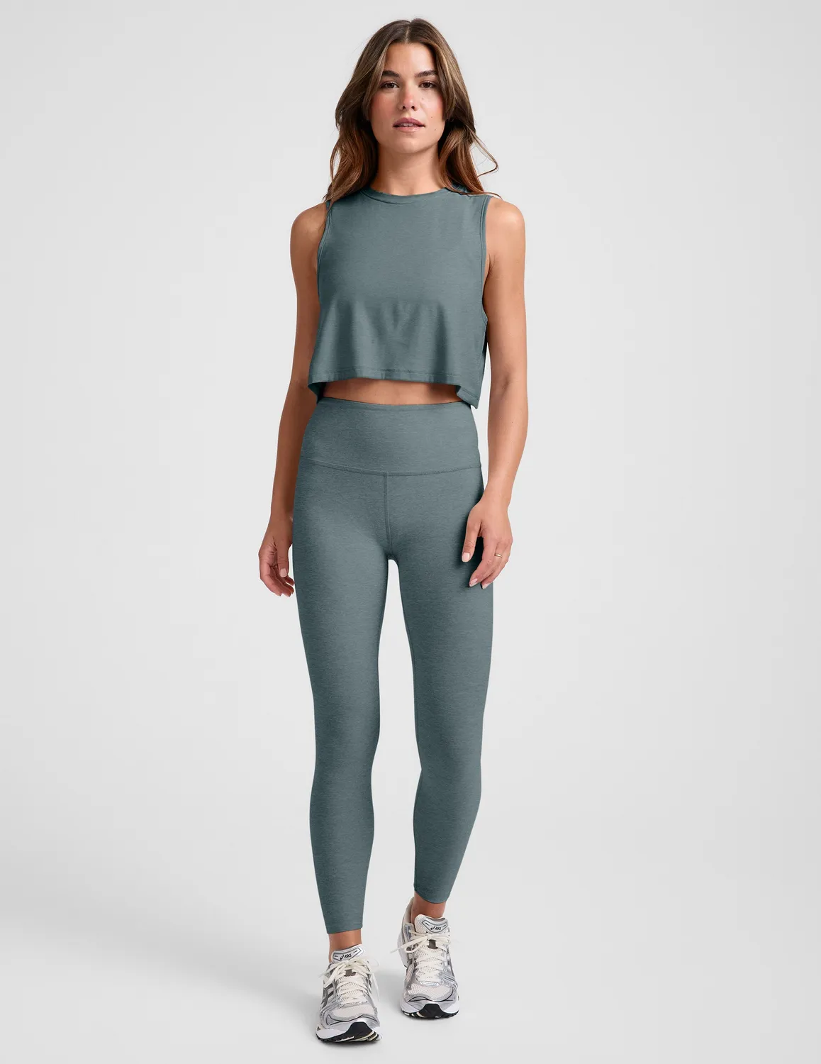 Beyond Yoga Featherweight Minimal Cropped Tank linne Storm Heather