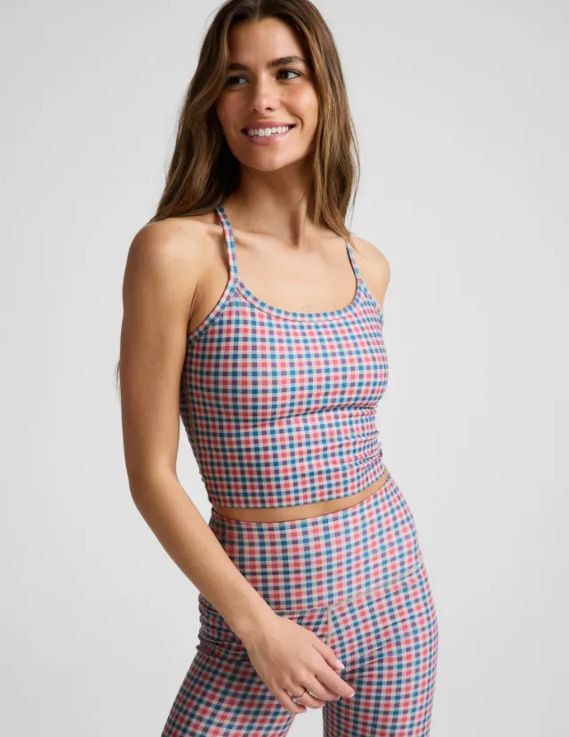 Beyond Yoga SoftMark Slim Racerback croptop Sunwashed Gingham