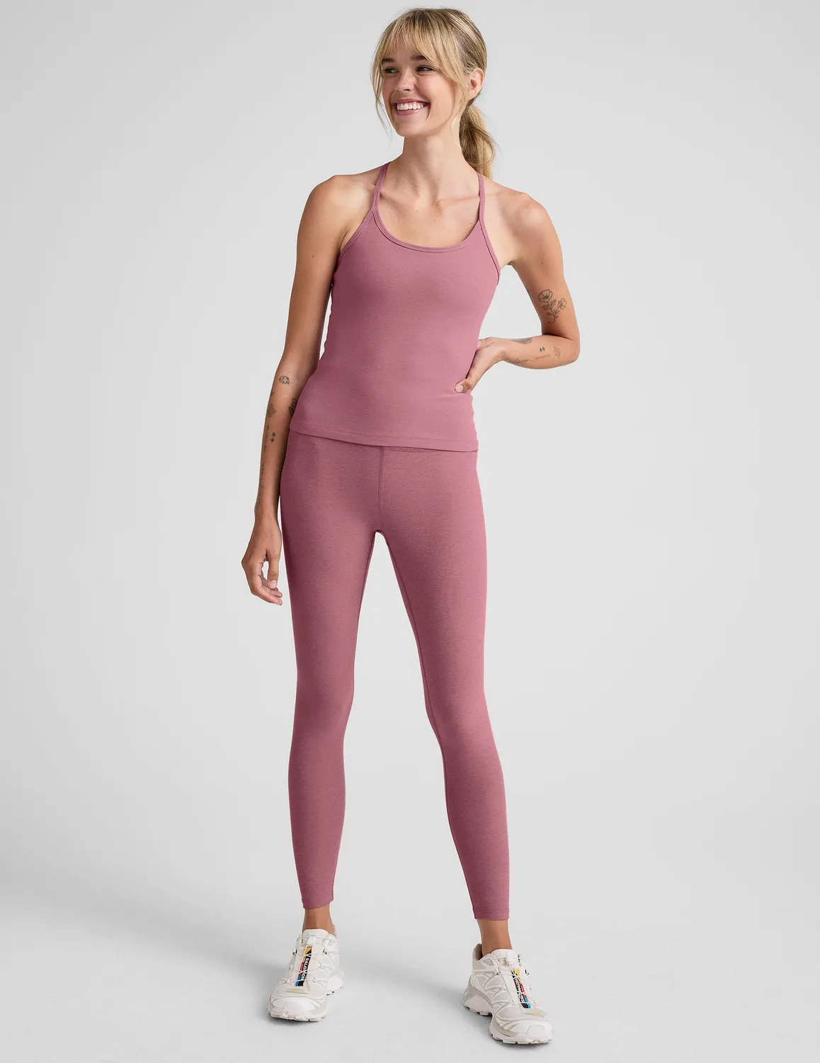 Beyond Yoga Spacedye Slim Racerback Tank linne Orchid Blossom Heather inbyggd bh