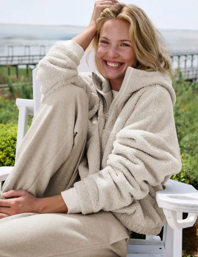 Beyond Yoga Unity 1/4 Zip Hoodie Riverbed boucle