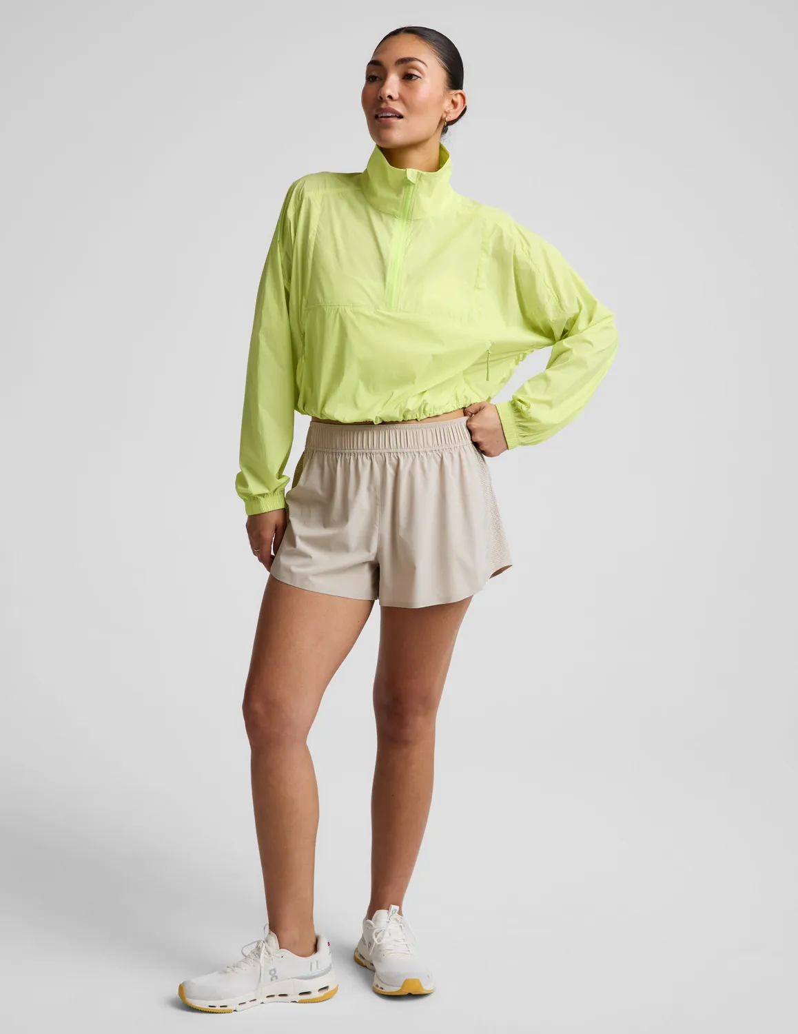 Beyond Yoga Places To Go Half Zip jacka lime UPF 50+