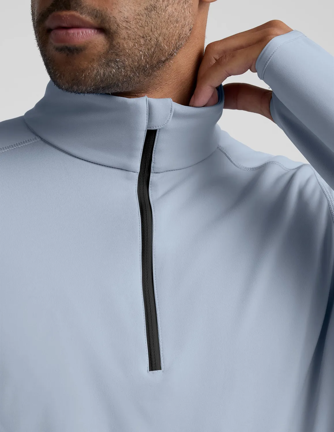 Beyond Yoga Pacer Fleece Quarter Zip tröja Dusty Blue borstad