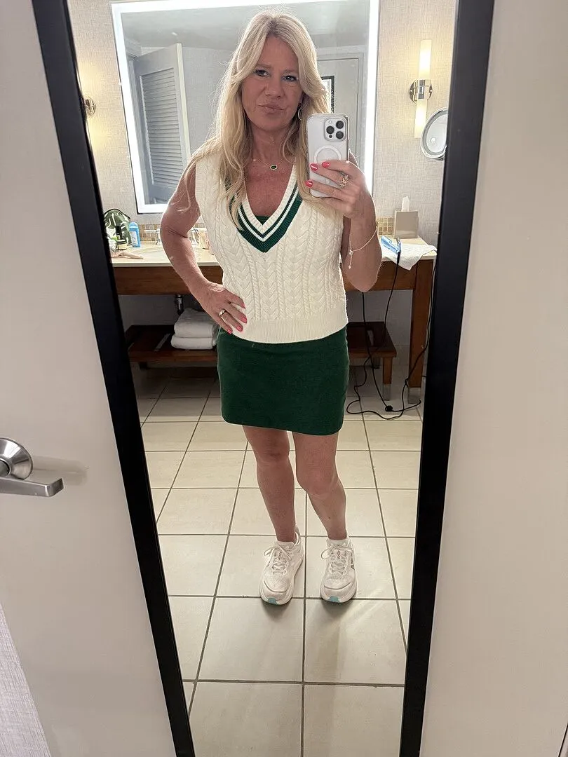 Beyond Yoga The Cable Knit Vest Cream stickad väst