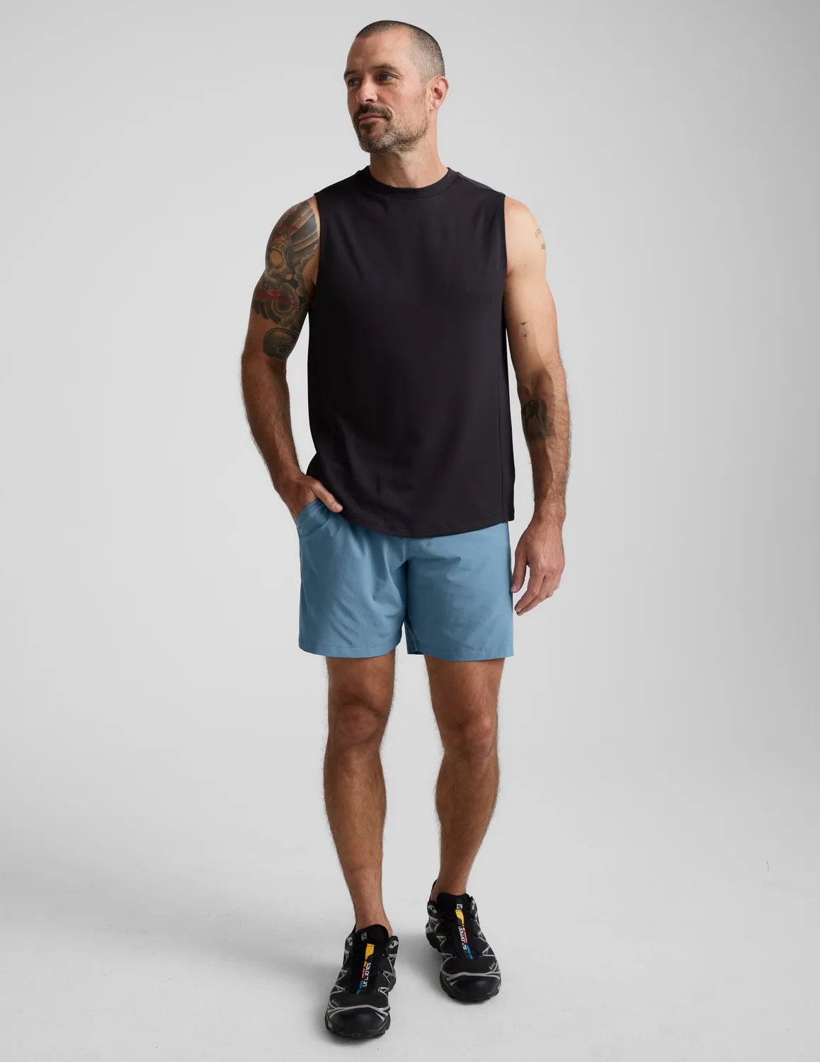 Beyond Yoga Pivotal 2.0 träningsshorts 7 tum Harbor Blue