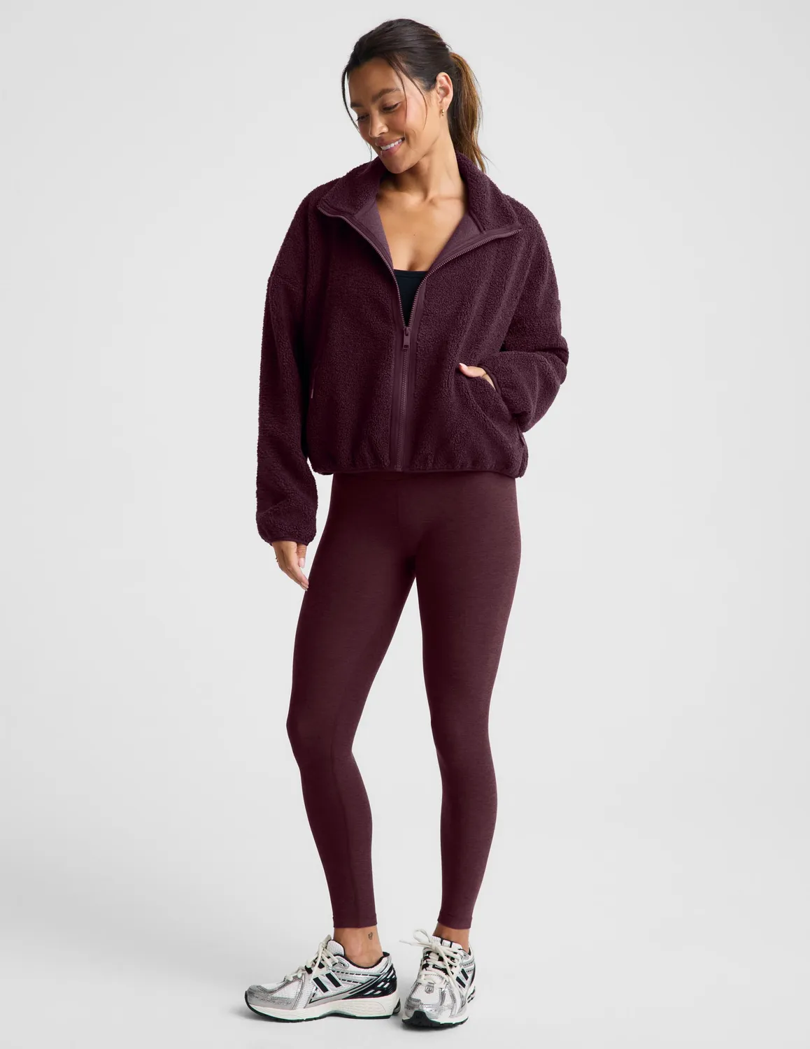 Beyond Yoga Unity Zip Jacket fleecetröja Cabernet vinröd