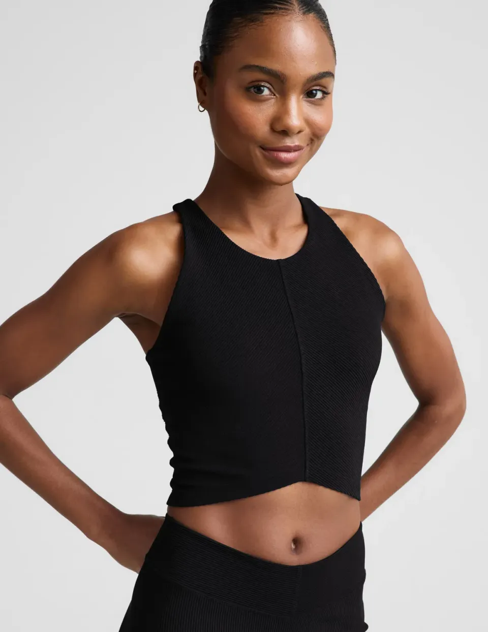 Beyond Yoga Impulse Ribbed High Neck Tank croptop Black Onyx hög hals