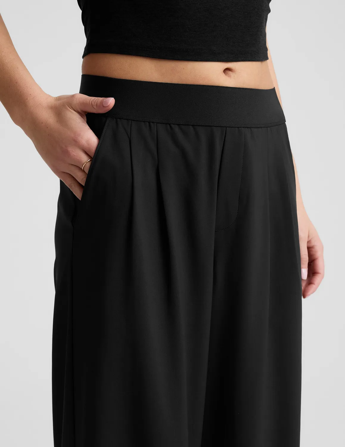 Beyond Yoga Elasticated Wide Leg byxor 31" svart kontor