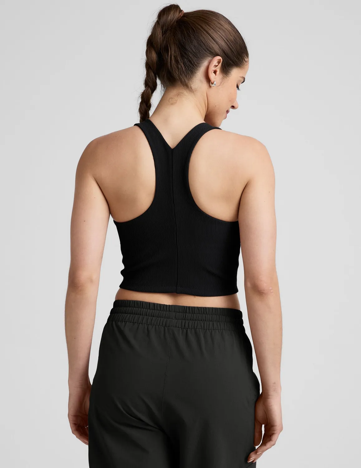 Beyond Yoga Refocus Ribbed Cropped Tank top Black Onyx med bh