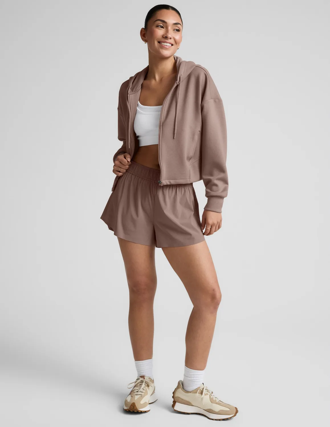 Beyond Yoga SoftSpring Full Zip Hooded Jacket jacka beige Taupe