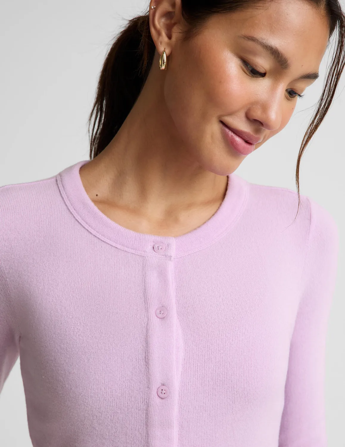 Beyond Yoga LuxeLayer Fitted Cardigan kofta lavender cream