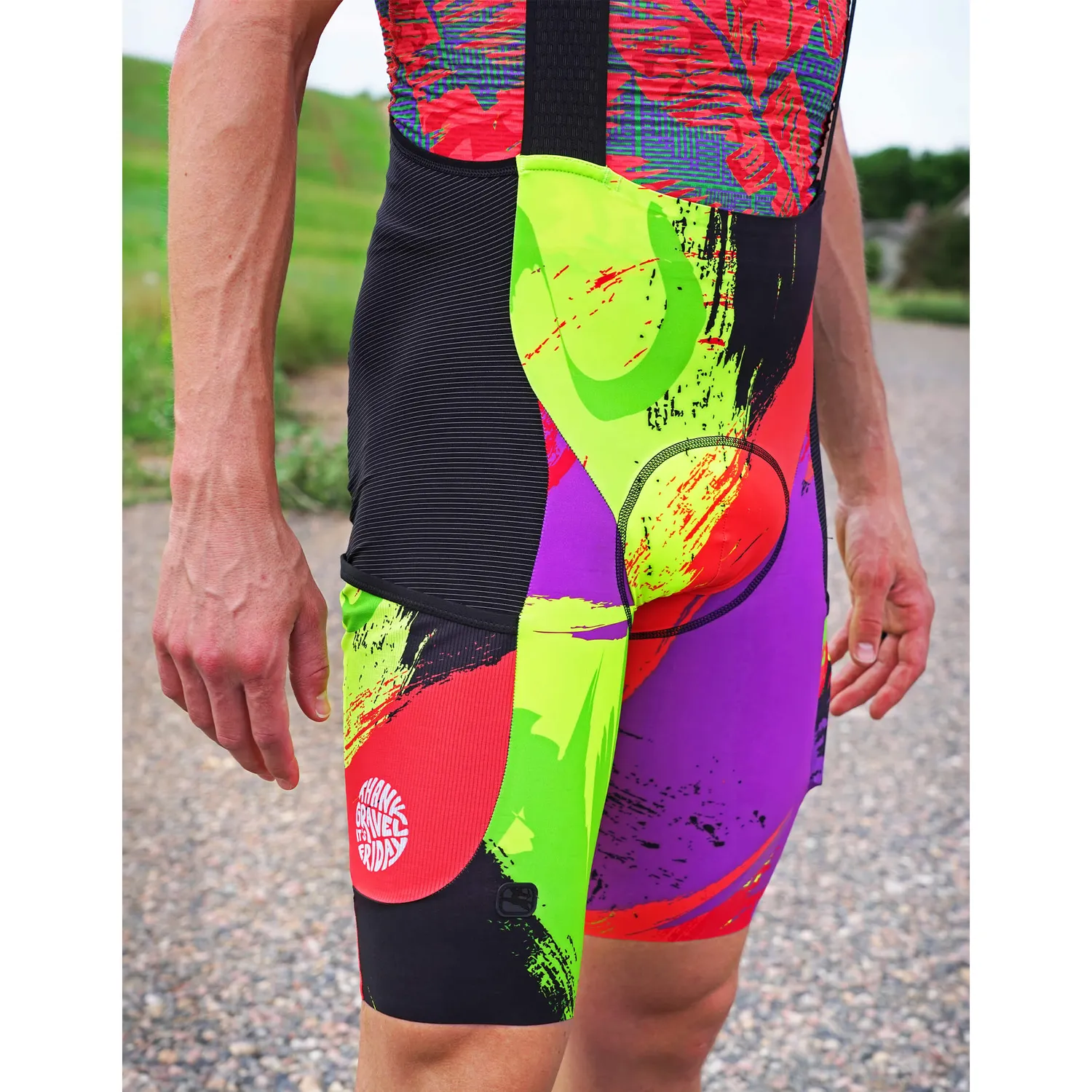 Giordana Beyond Gravel TGIF bibshorts grey scribble cargo