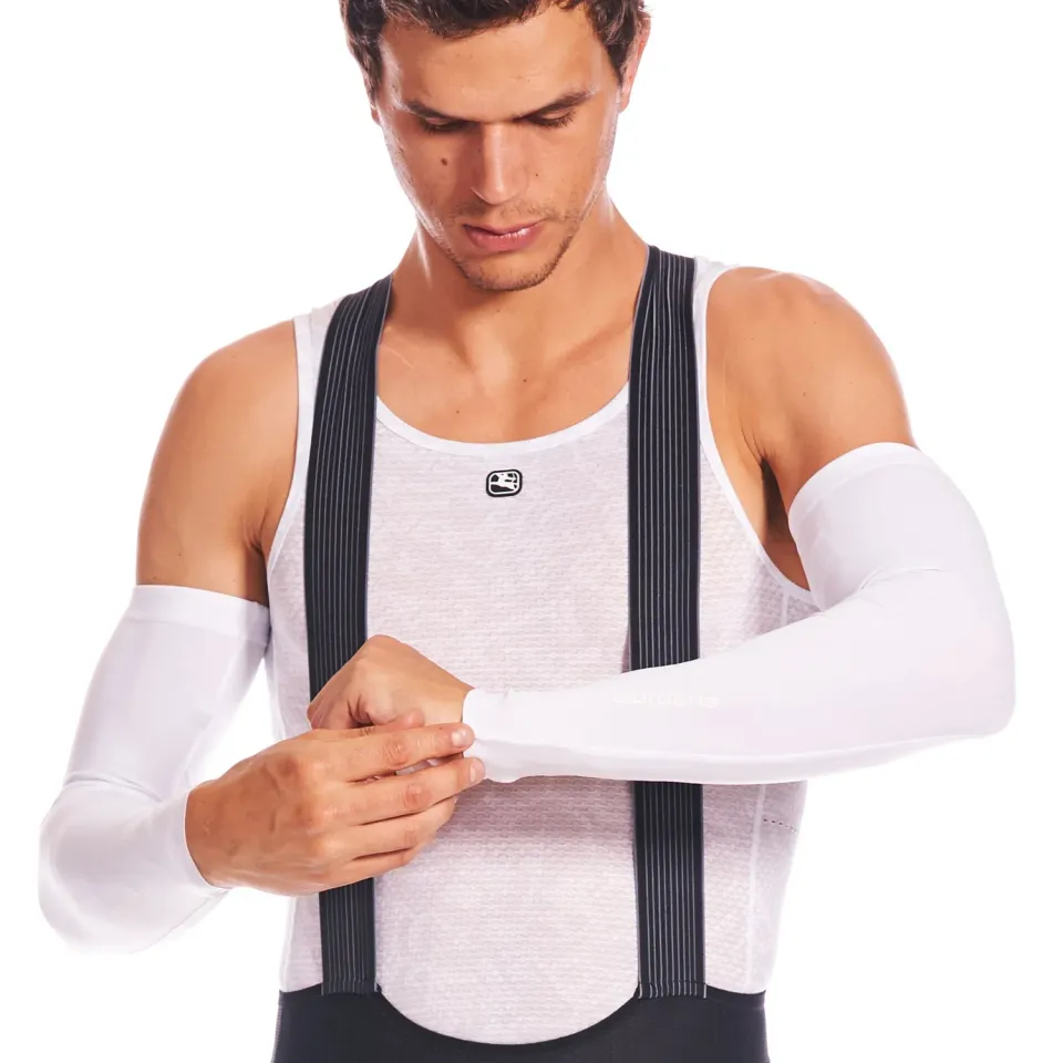Giordana Sun Sleeves armvärmare vit UPF 50+