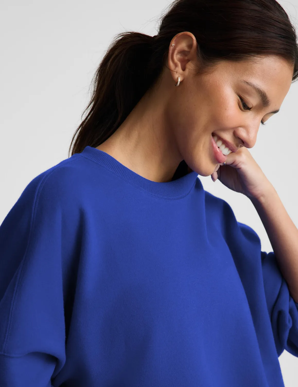 Beyond Yoga LuxeFleece 2.0 Oversized sweatshirt Ultra Blue bomull