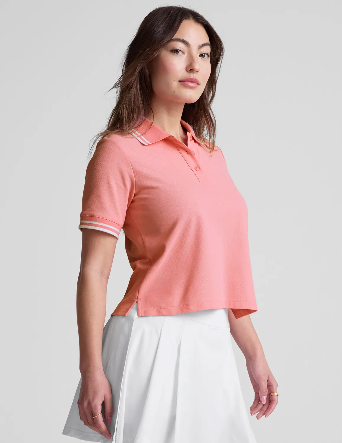 Beyond Yoga Country Club Polo t-shirt Pink Play figurnära