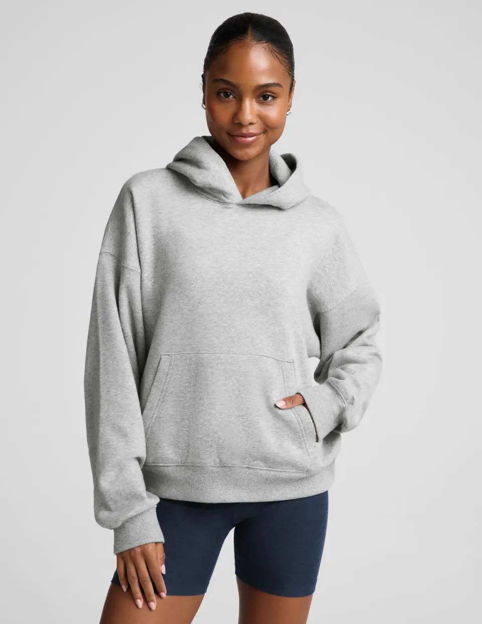 Beyond Yoga LuxeFleece 2.0 Hoodie hoodtröja Heather Gray bomull