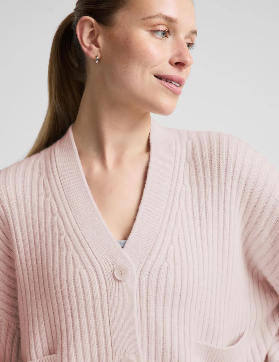 Beyond Yoga Wool Blend Cardigan kofta Soft Orchid mjuk ullblandning