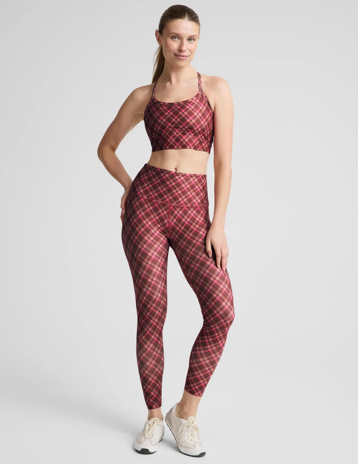 Beyond Yoga SoftMark Slim Racerback High Cropped Tank Linne Autumn Argyle