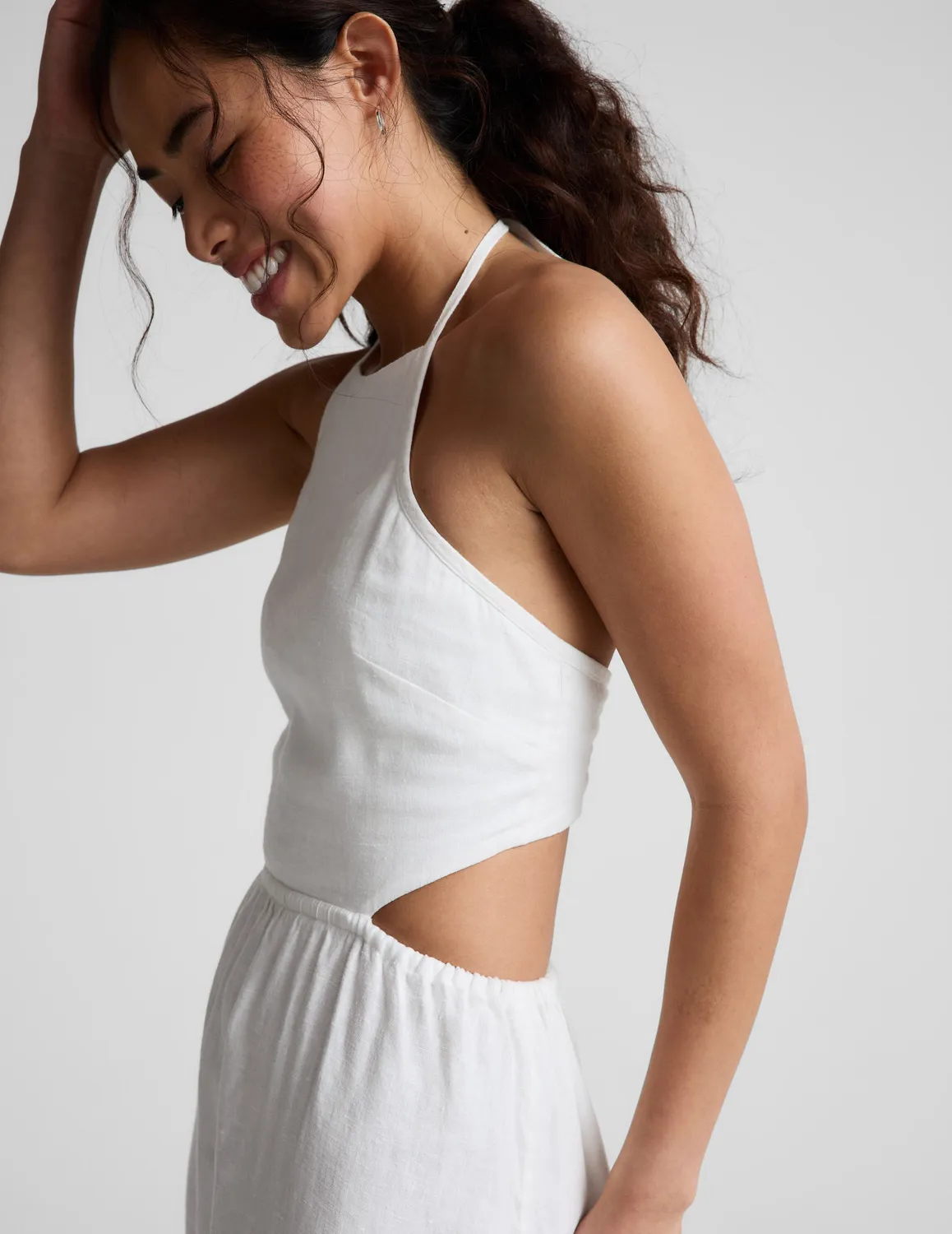 Beyond Yoga SoftWash Linen Halter maxiklänning vit