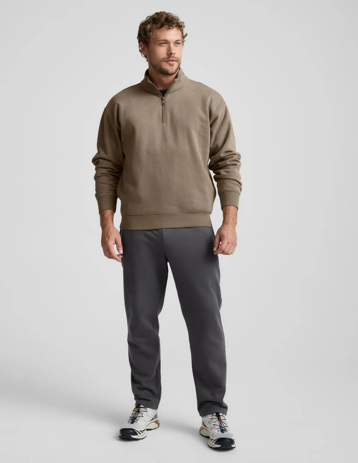 Beyond Yoga LuxeFleece Half Zip sweatshirt Mushroom unisex