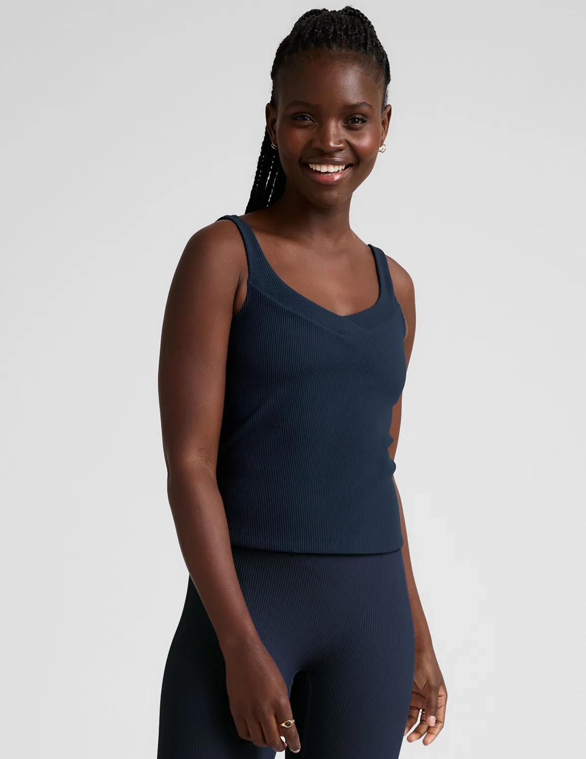 Beyond Yoga Impulse Ribbed Classic Tank träningstopp Nocturnal Navy ribbad