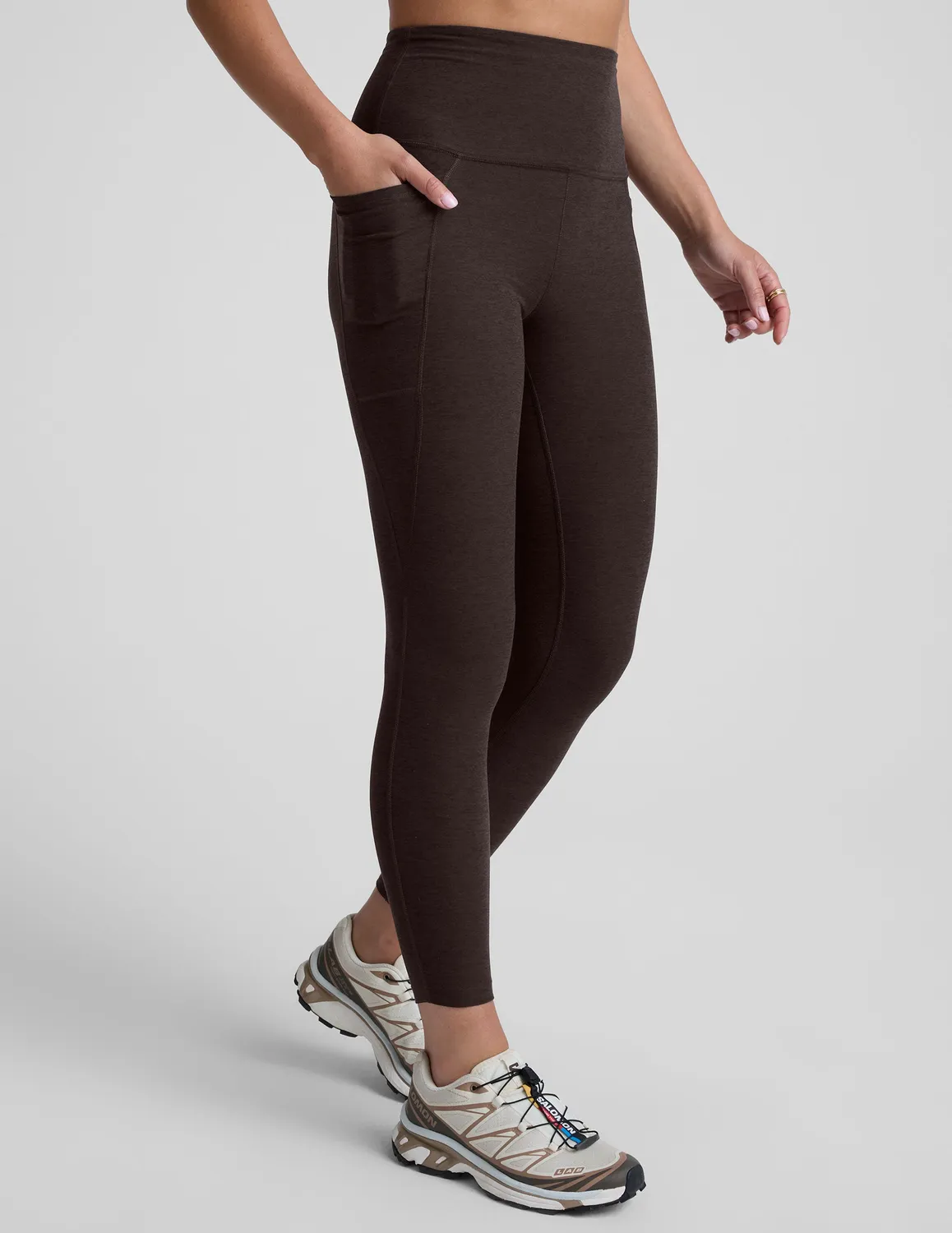 Beyond Yoga Spacedye Out Of Pocket High Waisted Midi Legging Dark Chocolate Heather