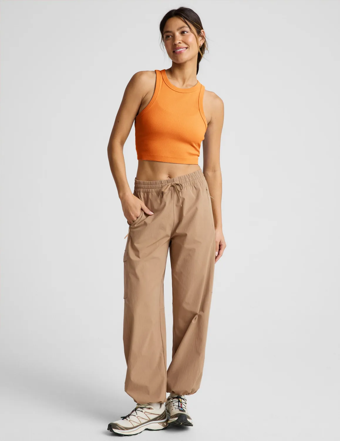 Beyond Yoga On Repeat Rib High Neck linne citrus bomull