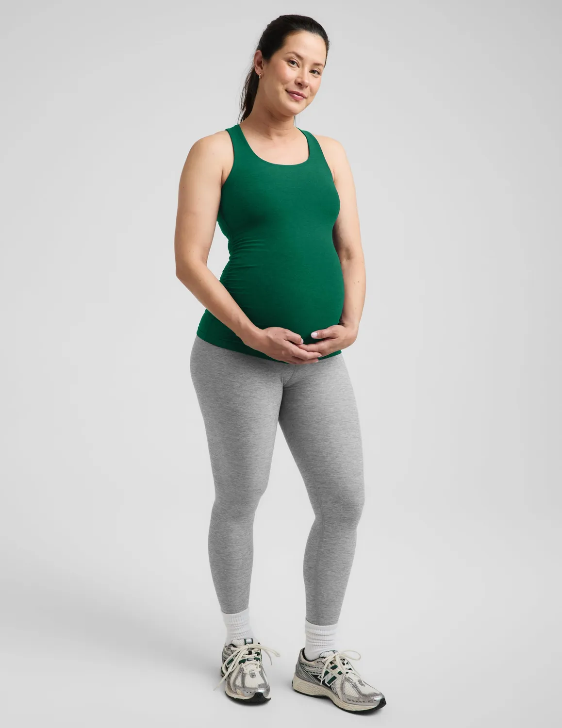 Beyond Yoga Spacedye Bases Covered Maternity Tank linne Legacy Pine Heather gravid