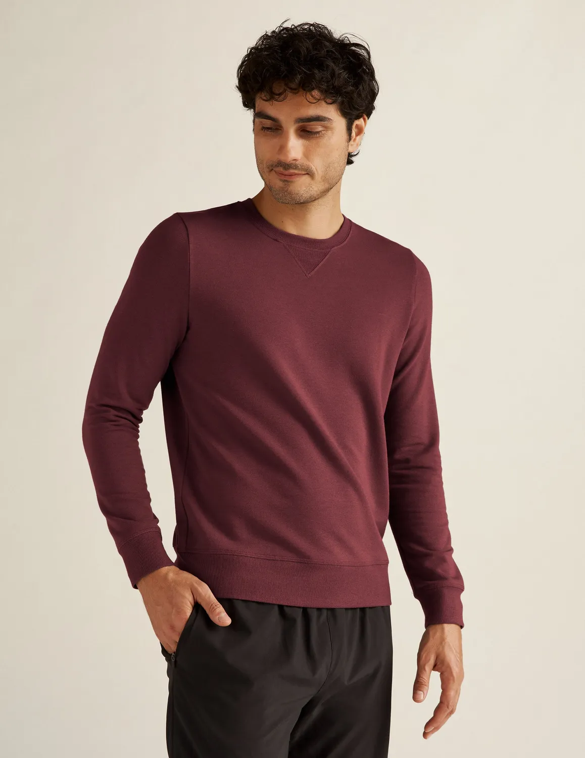 Beyond Yoga Always Beyond Crew Pullover Sweatshirt Midnight Burgundy