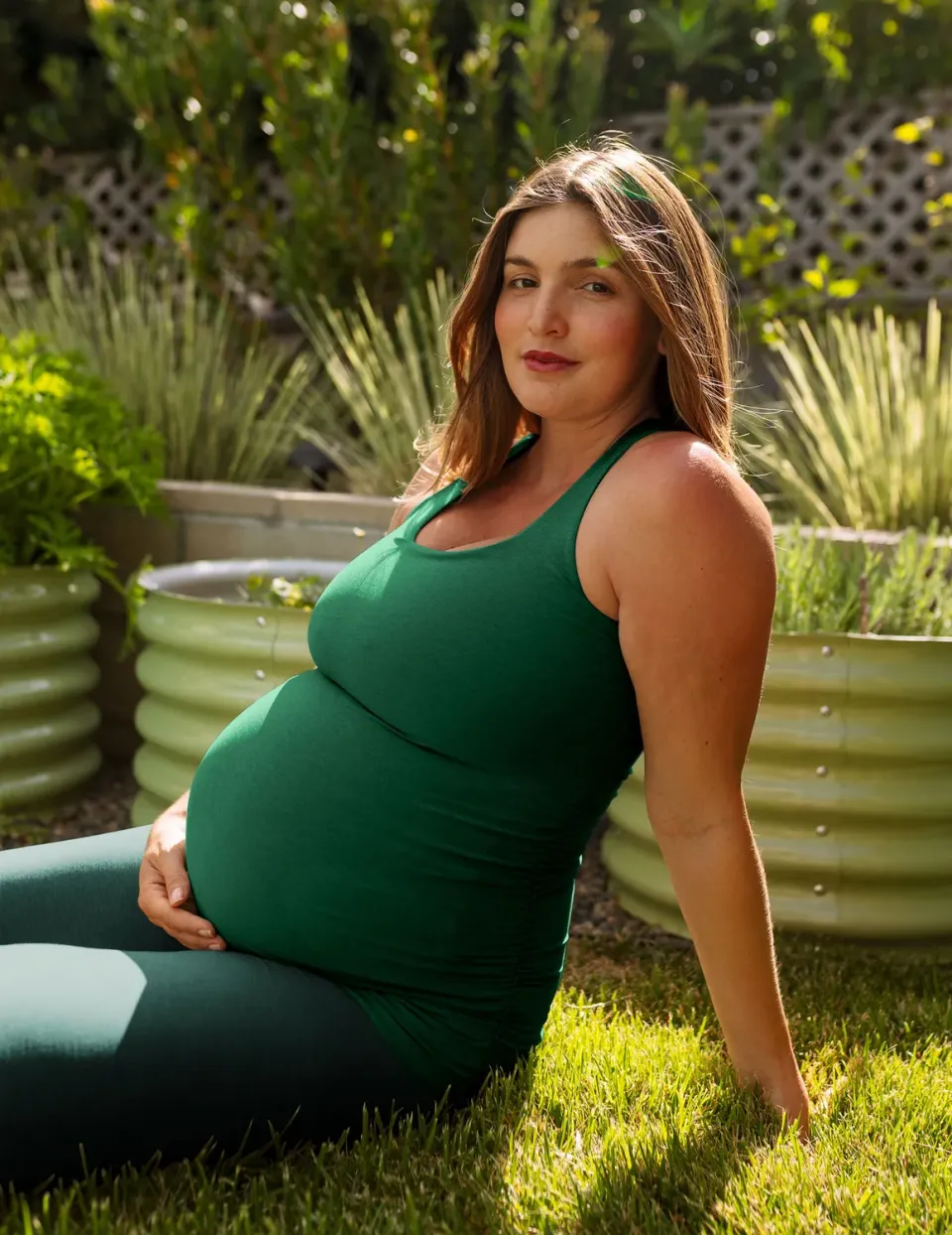 Beyond Yoga Spacedye Bases Covered Maternity Tank linne Legacy Pine Heather gravid