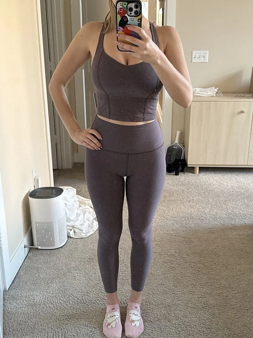 Beyond Yoga Spacedye Intensity Racerback Cropped Tank linne silver mist medelstöd