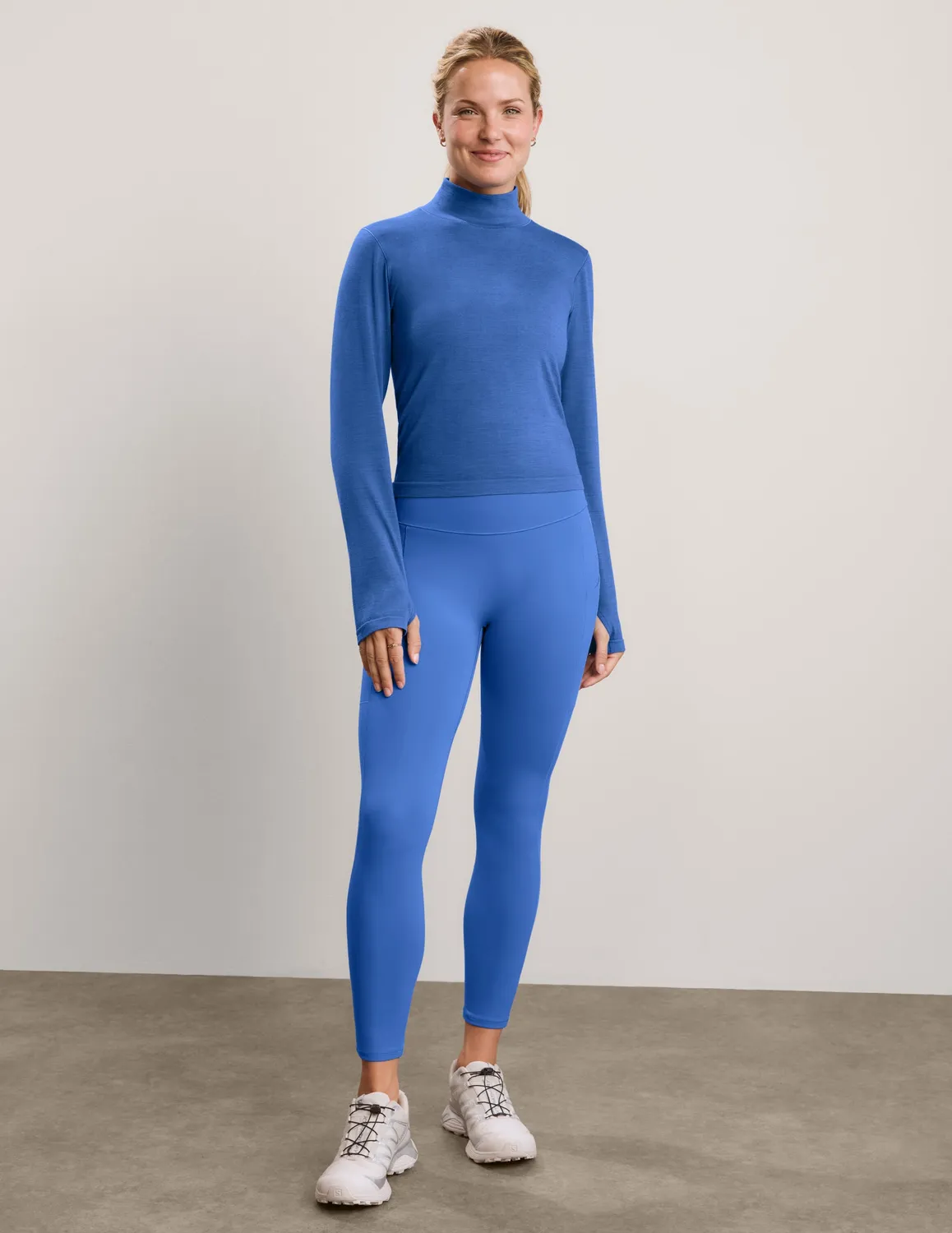 Beyond Yoga LuxeKnit Merino Wool polotröja Mineral Blue varm