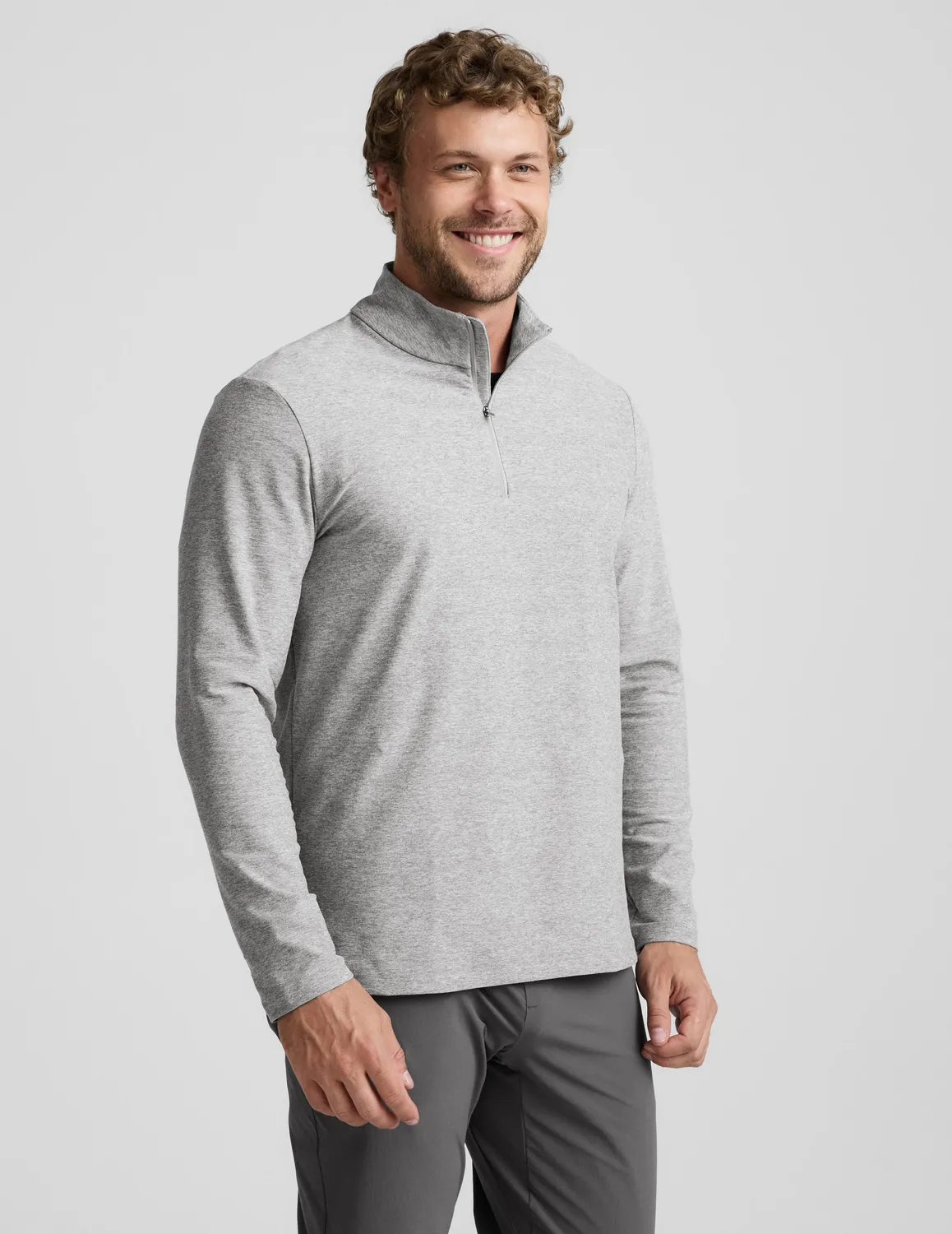Beyond Yoga Spacedye Terrain quarter zip tröja Silver Mist slim fit