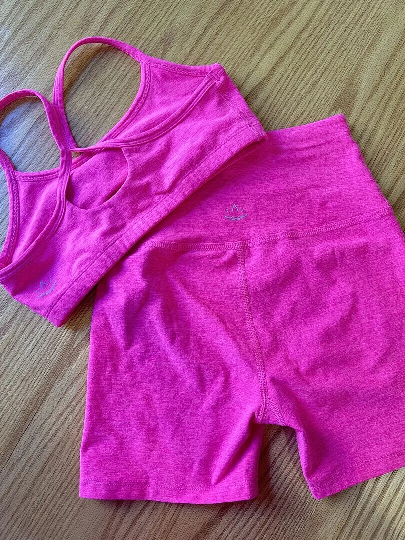 Beyond Yoga Spacedye Slim Racerback Bra bh Mango Pop Heather mellanstöd