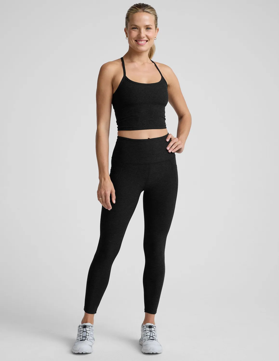 Beyond Yoga Spacedye Slim Racerback Cropped linne Darkest Night
