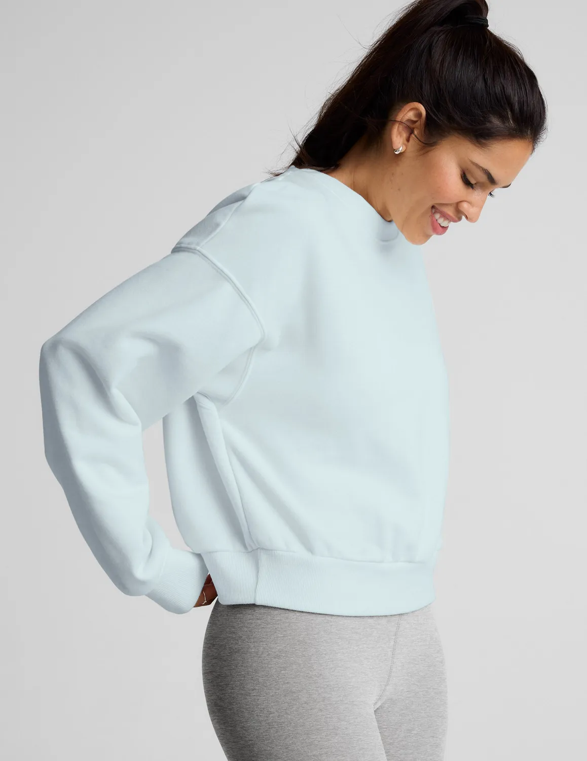 Beyond Yoga LuxeFleece Crewneck Sweatshirt tröja ljusblå lös