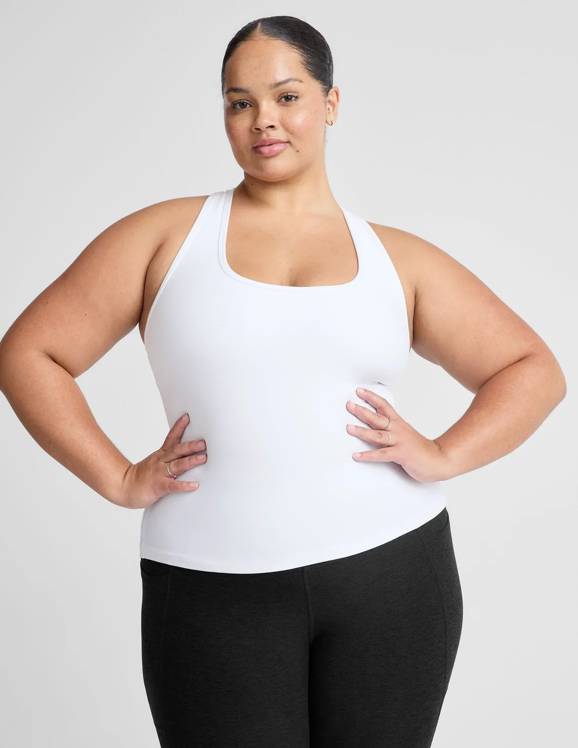 Beyond Yoga Spacedye Step Up träningslinne Cloud White BH