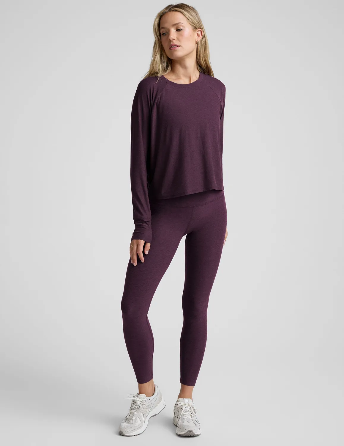 Beyond Yoga Featherweight Daydreamer Pullover långärmad tröja lila stretch