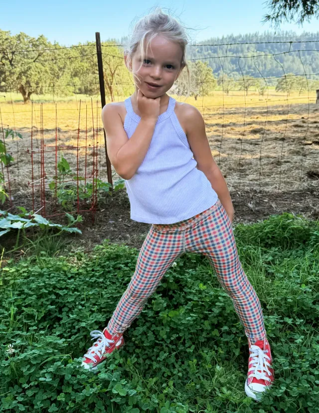 Beyond Yoga SoftMark toddlerleggings Sunwashed Gingham rutig