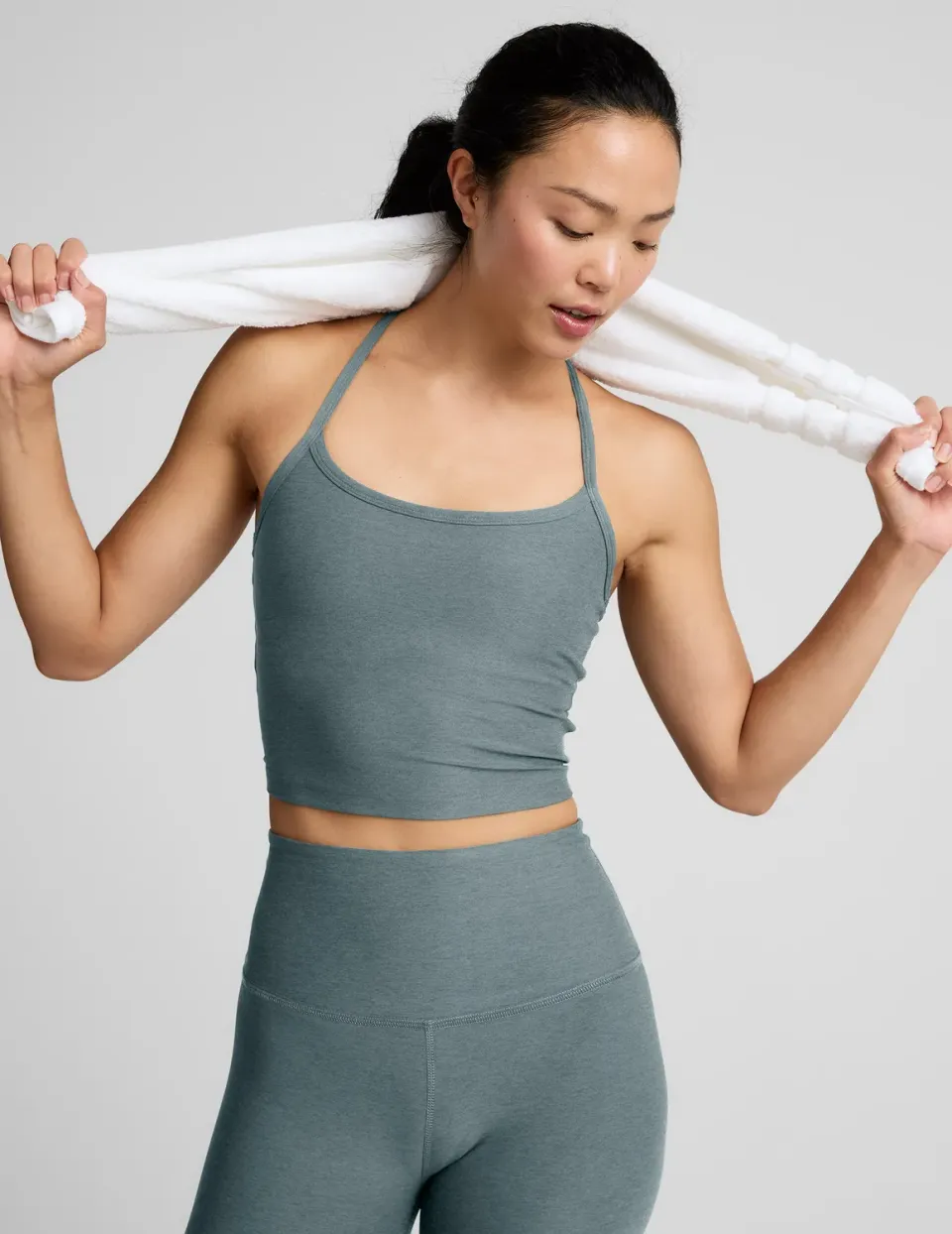 Beyond Yoga Spacedye Slim Racerback Cropped Tank linne Storm med BH