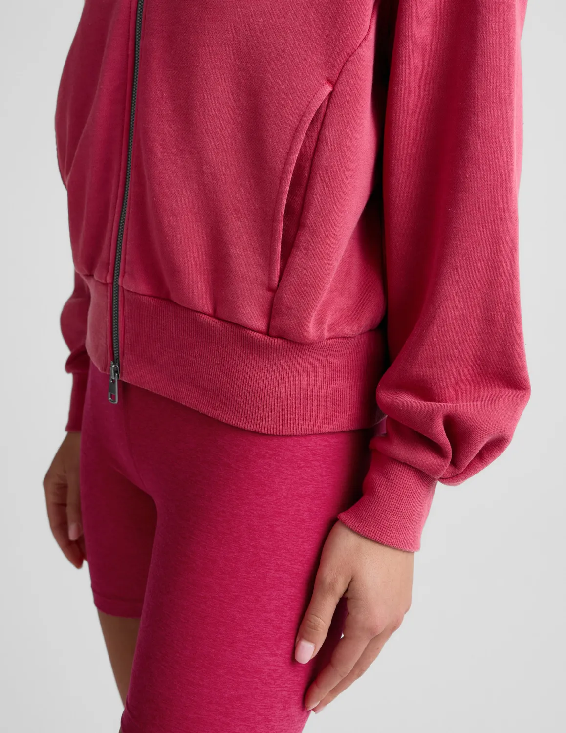 Beyond Yoga Fade Out Full Zip Hoodie luvtröja washed berry red relaxed fit